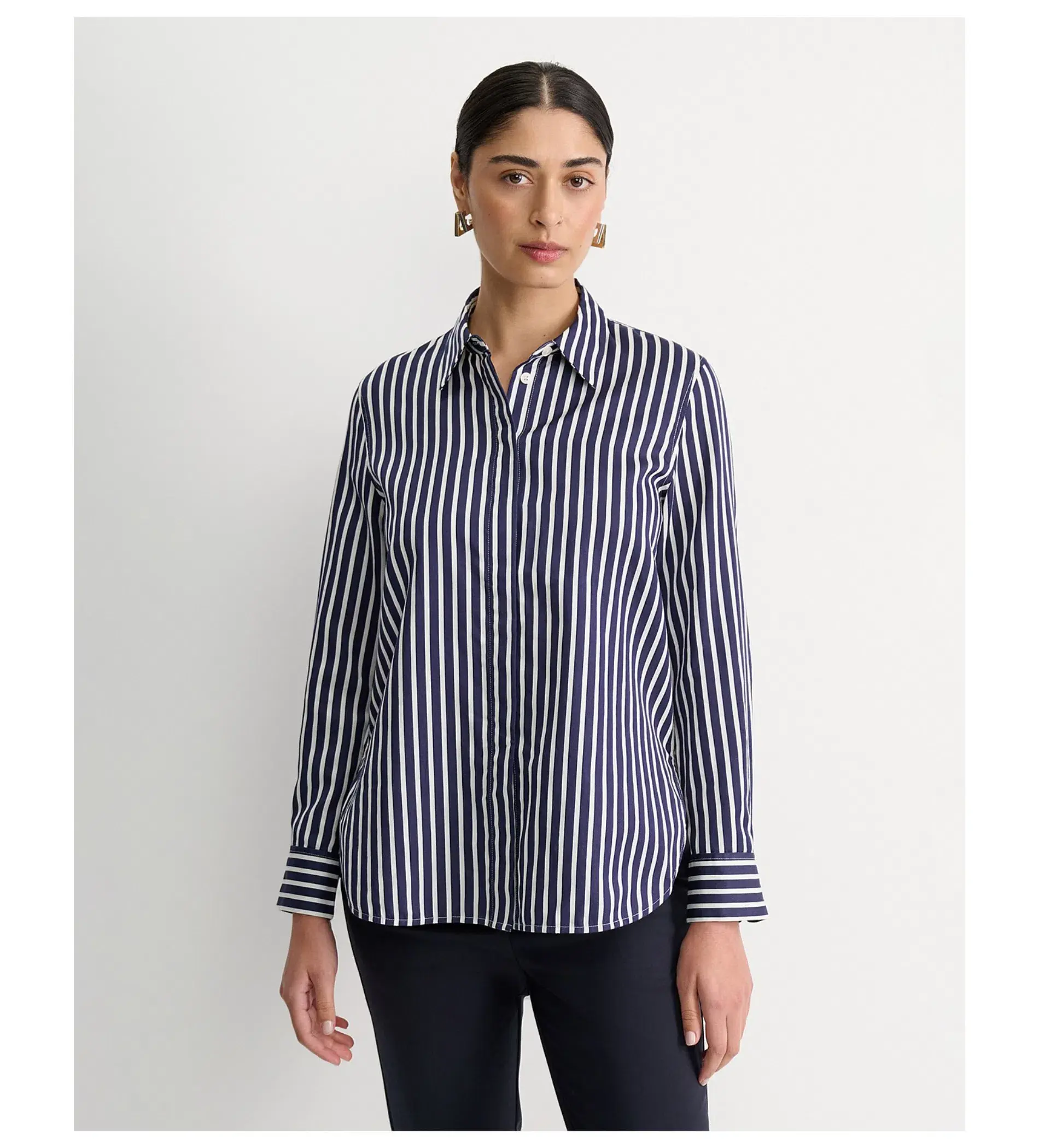 Sportscraft Hannah Cotton Silk Shirt Stripe Size AU 10 - Image 1