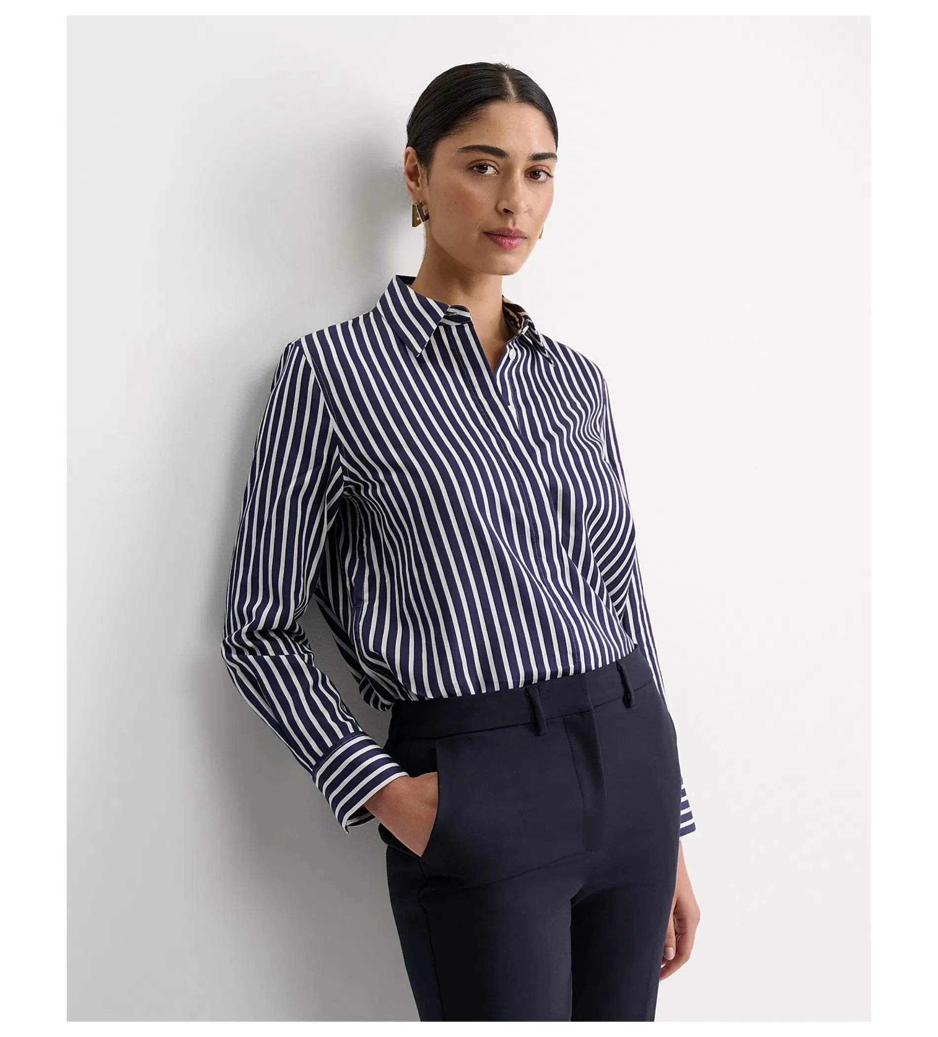 Sportscraft Hannah Cotton Silk Shirt Stripe Size AU 10 - Image 2