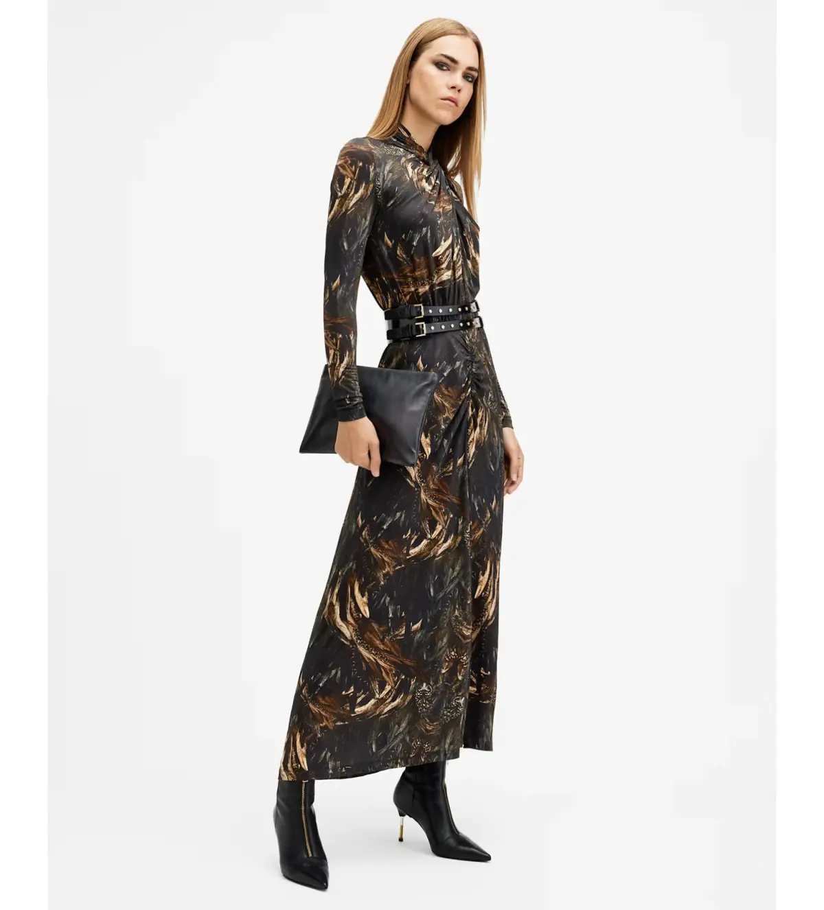 AllSaints Mina Maxi Dress Charm Black Size AU 10 - Image 2