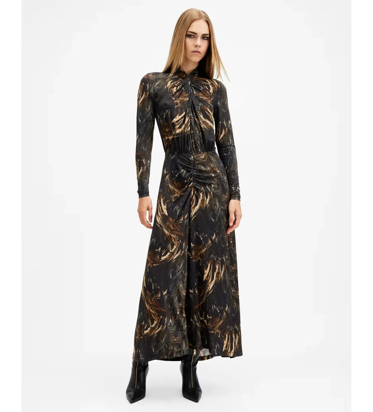 AllSaints Mina Maxi Dress Charm Black Size AU 10 - Image 1