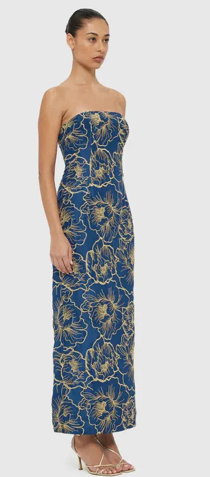 Leo Lin Rayna Bustier Maxi Dress Marine Blue Size 6 - Image 3