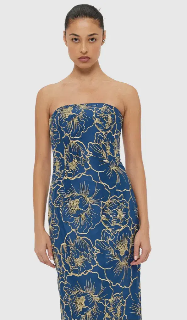 Leo Lin Rayna Bustier Maxi Dress Marine Blue Size 6 - Image 2