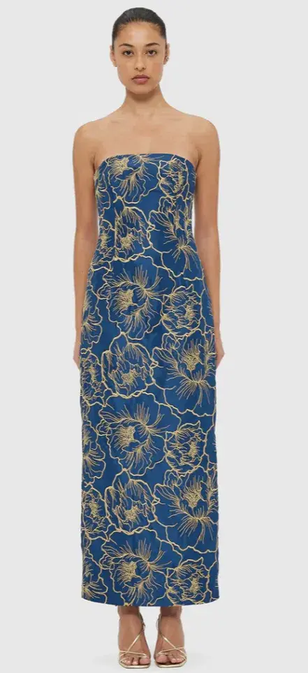 Leo Lin Rayna Bustier Maxi Dress Marine Blue Size 6 - Image 1
