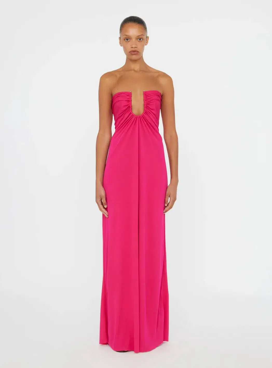 Christopher Esber Arced Palm Strapless Dress in Pink Size 6 for rent on The Volte - main image