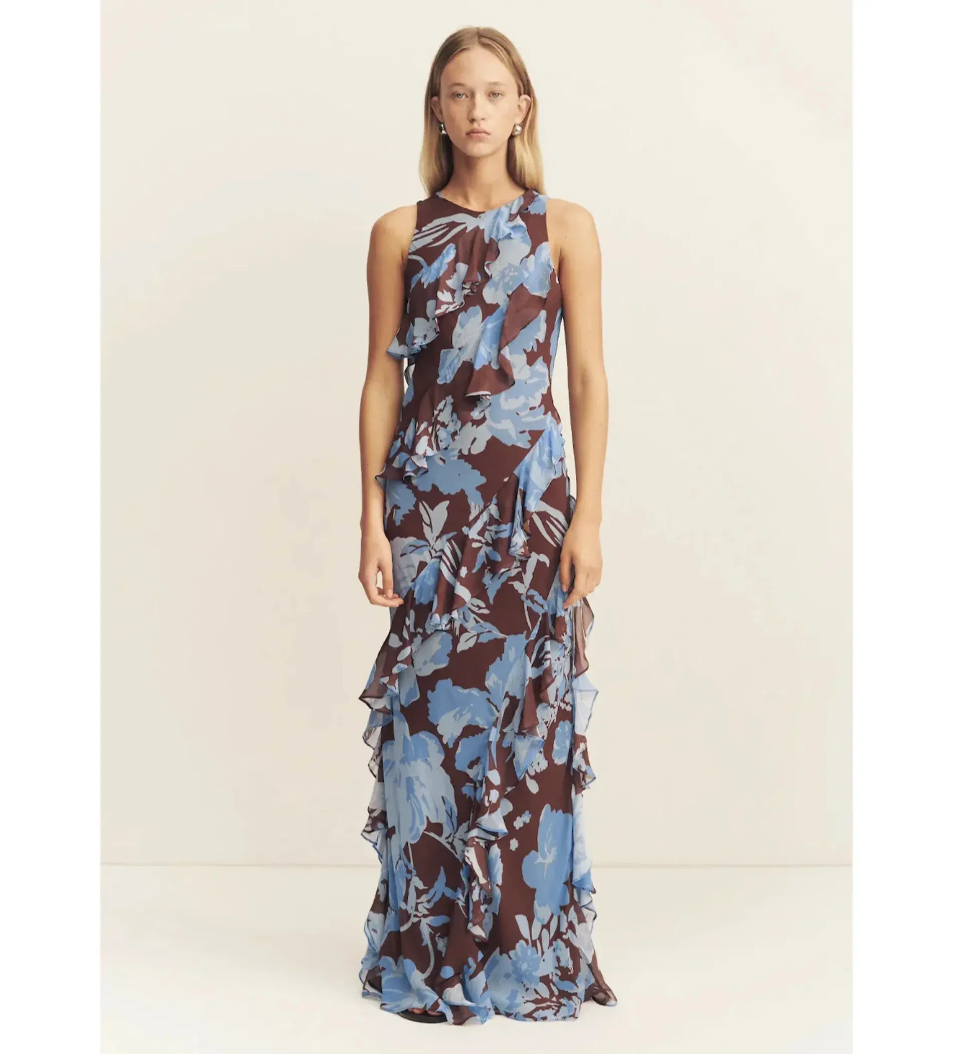 Shona Joy Olson Ruffle Maxi Dress Arcadian Floral Size 10 - Image 1