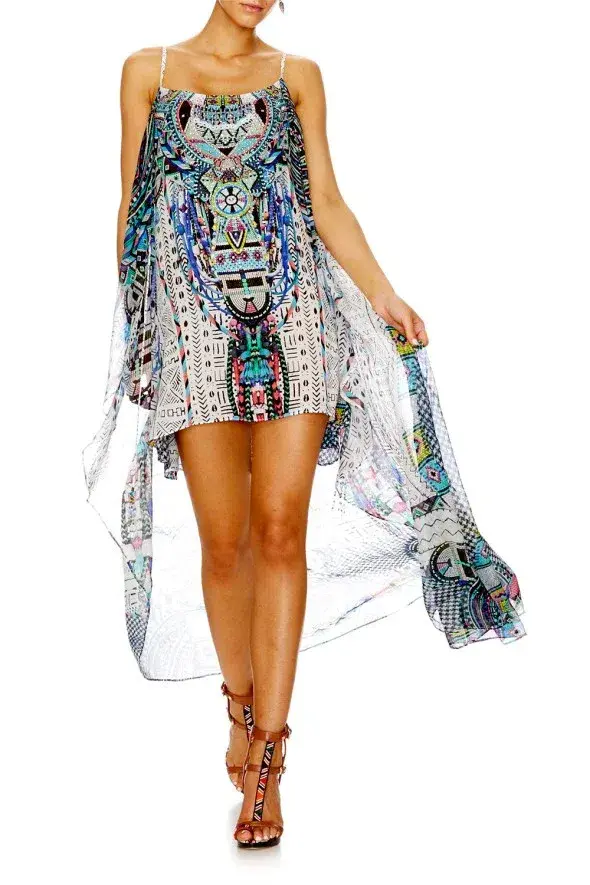 Camilla Maasai Mosh Mini Dress With Long Overlay Print Size 12 - Image 2