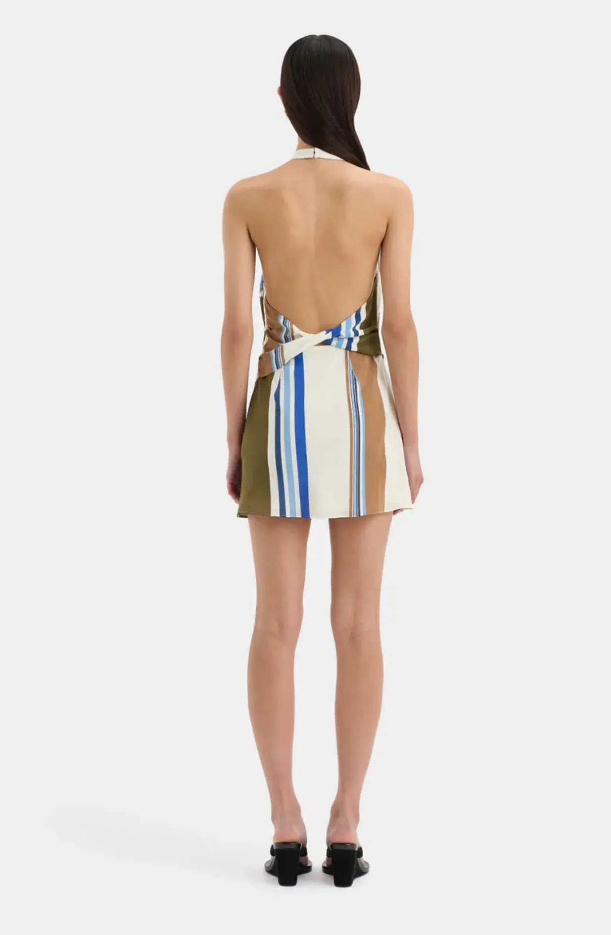 SIR The Label Thistle Halter Mini Dress Blue Baidera Stripe Size 12 - Image 2