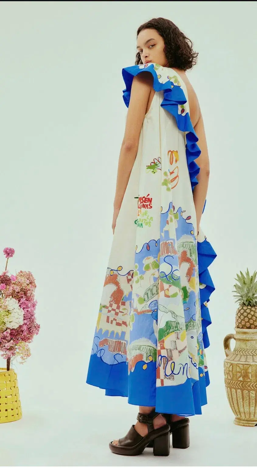 Alemais Nadia Dress One Shoulder Ruffle Maxi Print Size AU 16 for rent on The Volte - main image