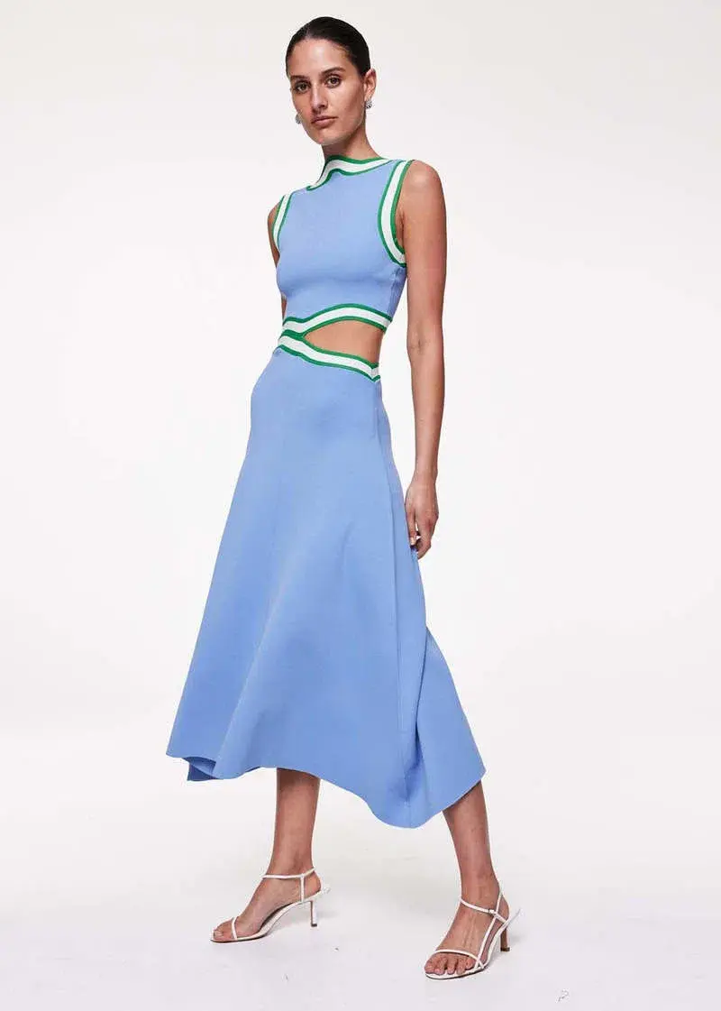 Rachel Gilbert Elias Midi Dress Blue Size M / Aus 10 - Image 1