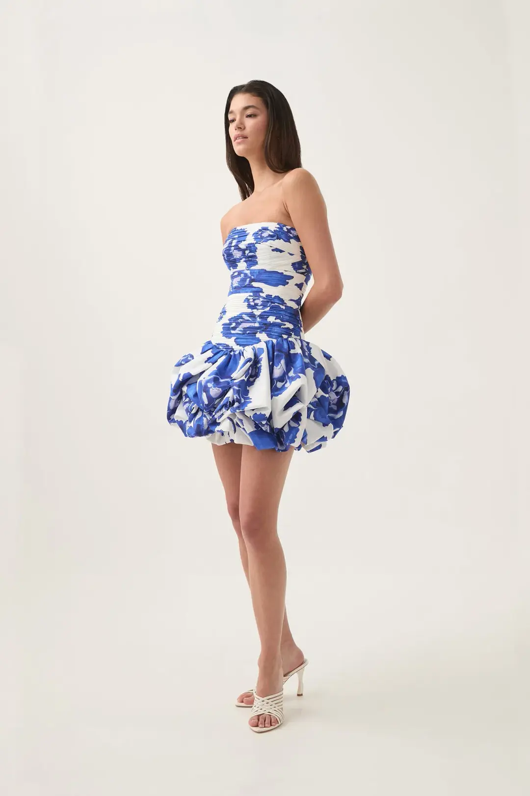 Aje Violette Bubble Hem Boldly Blooming Cobalt Mini Dress Blue Size 10 for rent on The Volte - main image