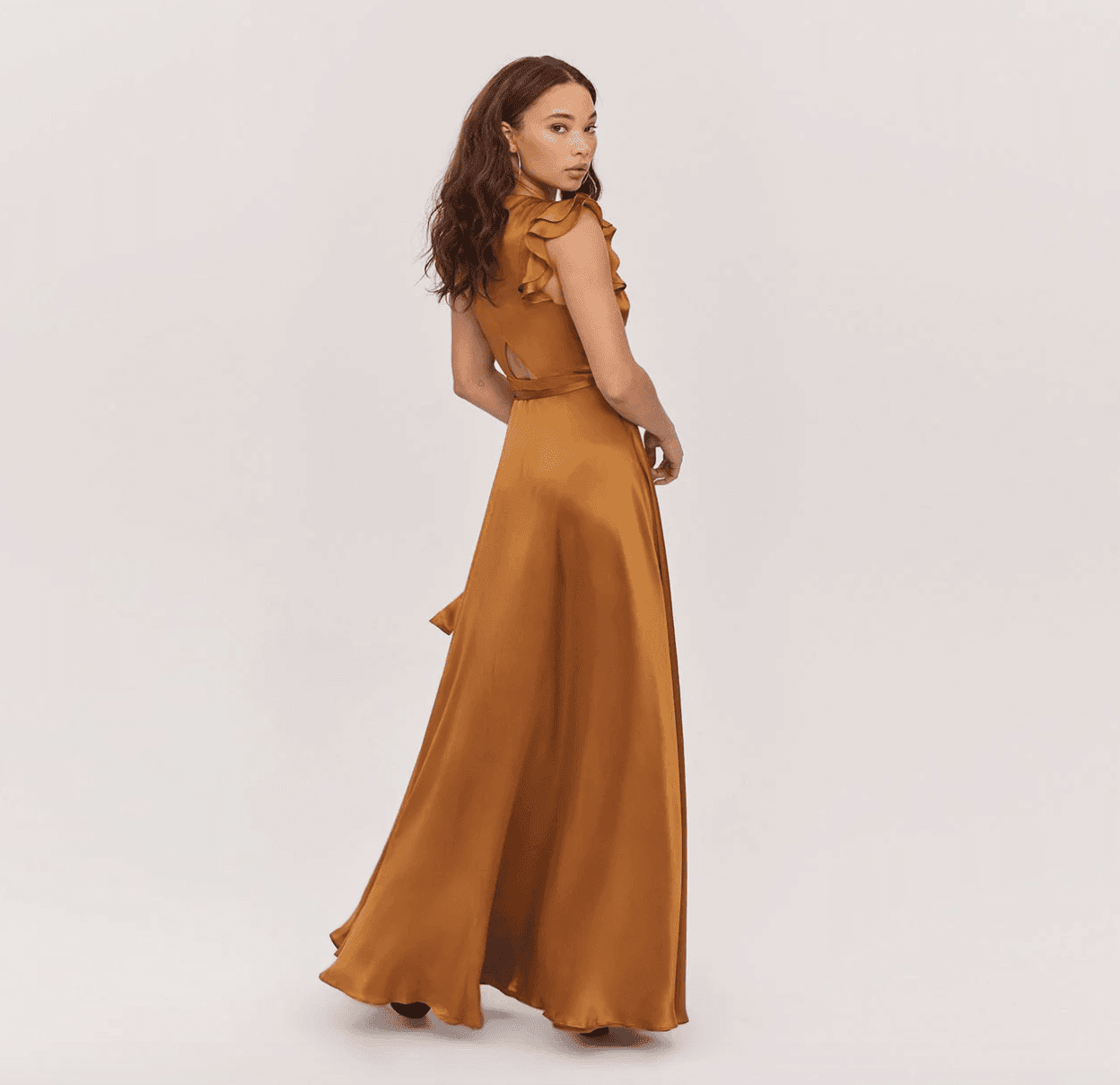 Fame & Partners Silk Wrap Dress in Rust Size 6 - Image 2
