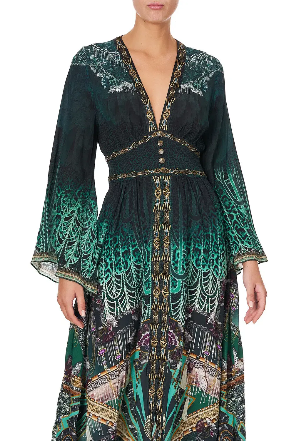 Camilla Kimono Sleeve Dress With Shirring Detail Fitzgeralds Flapper Size M - Image 5