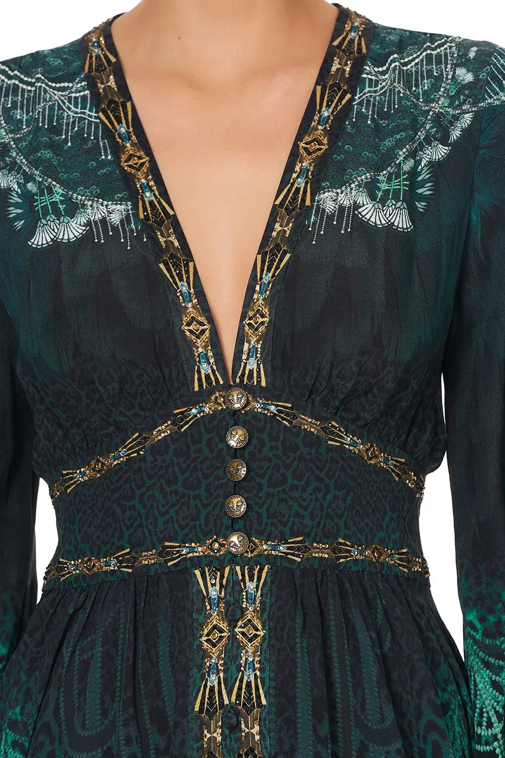 Camilla Kimono Sleeve Dress With Shirring Detail Fitzgeralds Flapper Size M - Image 6
