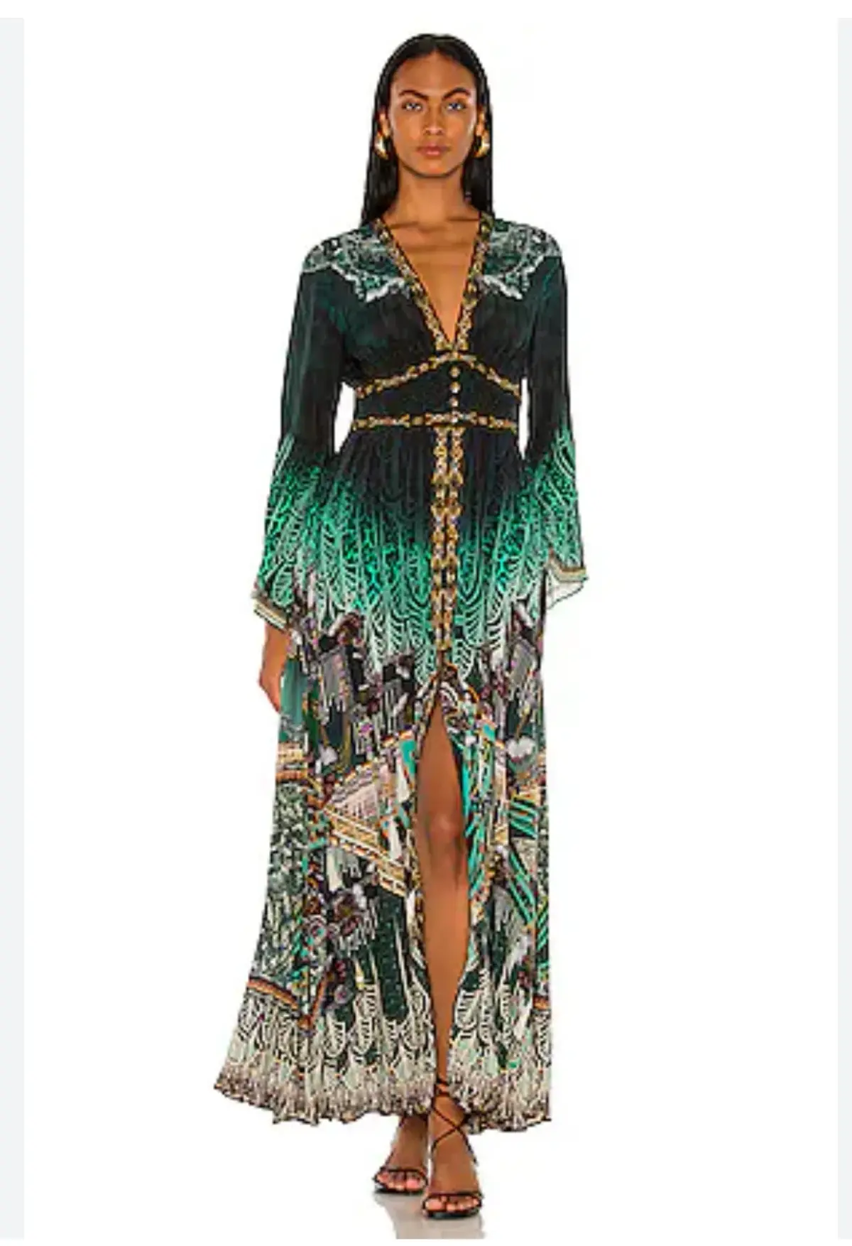 Camilla Kimono Sleeve Dress With Shirring Detail Fitzgeralds Flapper Size M - Image 1