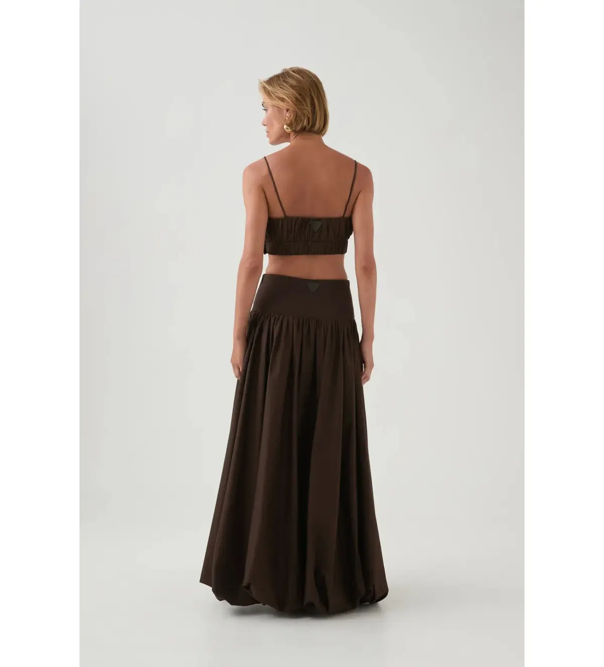 Aje Havana Ruched Top & Bubble Midi Skirt Set in Chocolate Size 6 - Image 3