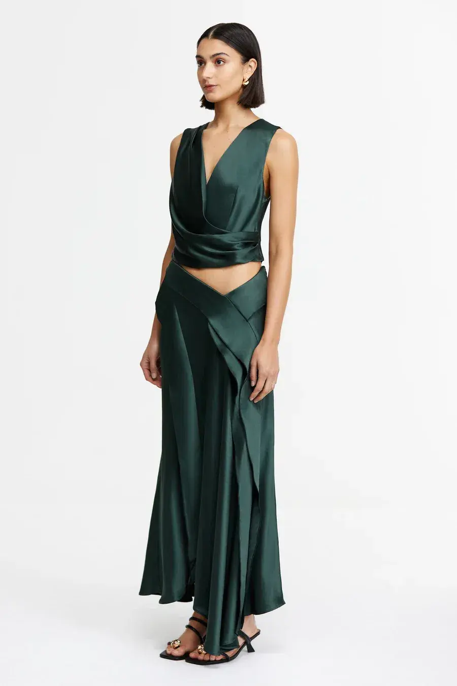 Acler Yewdale Maxi Skirt Deep Olive Size 14 and Asney Top Size 12 - Image 1
