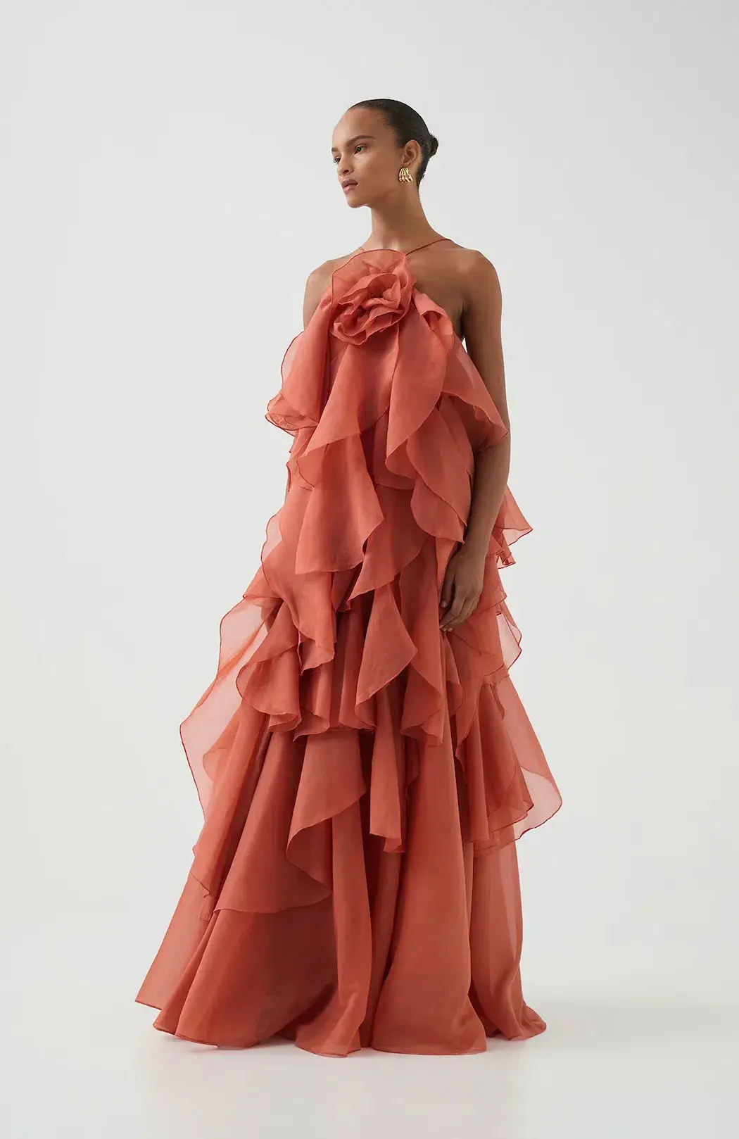Aje Pandorea Layered Maxi Dress Coral Clay Size 10 - Image 1