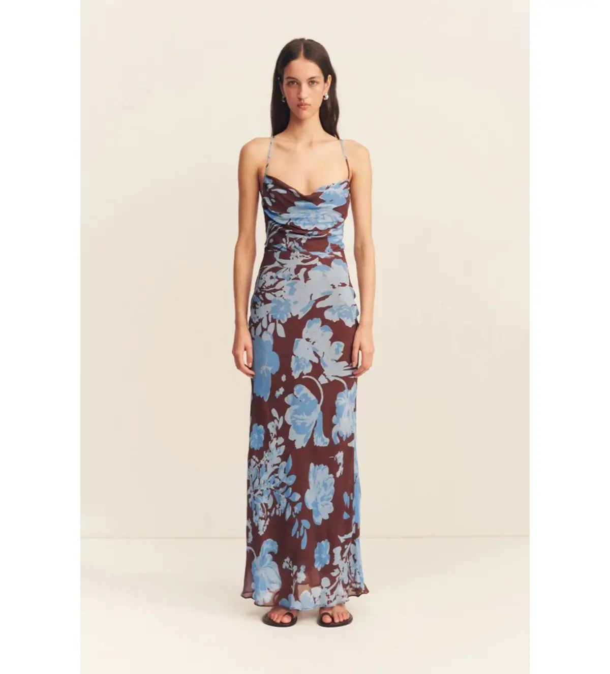 Shona Joy Olson Lace Back Bias Maxi Dress in Arcadian Floral Size AU 10 - Image 1