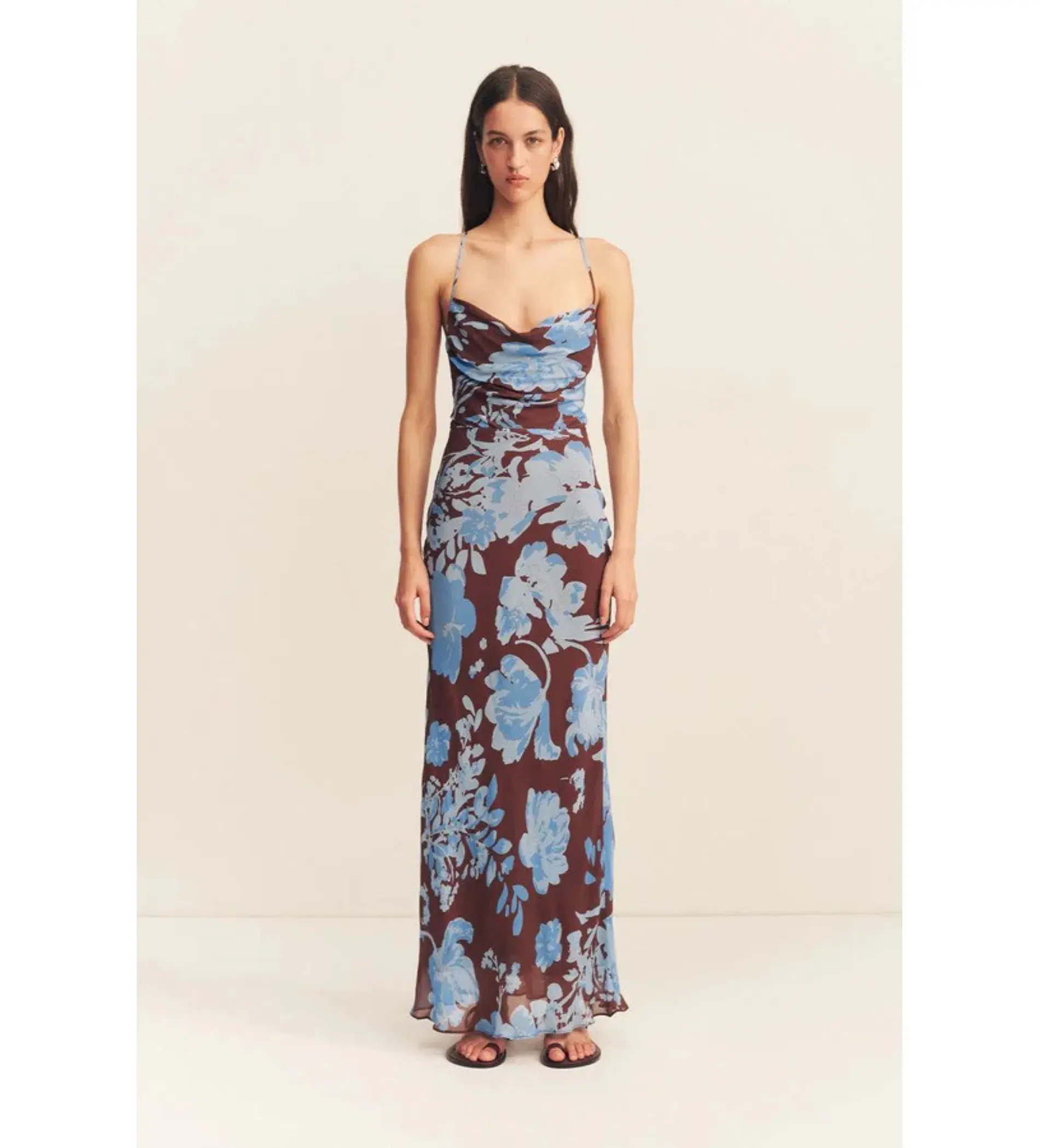 Shona Joy Olson Lace Back Bias Maxi Dress in Arcadian Floral Size AU 10 - Image 1