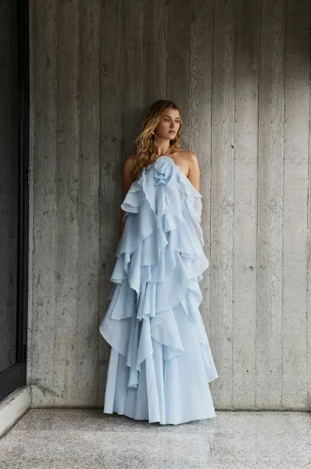 Aje Pandorea Layered Maxi Dress Silver Blue Size 6  - Image 1