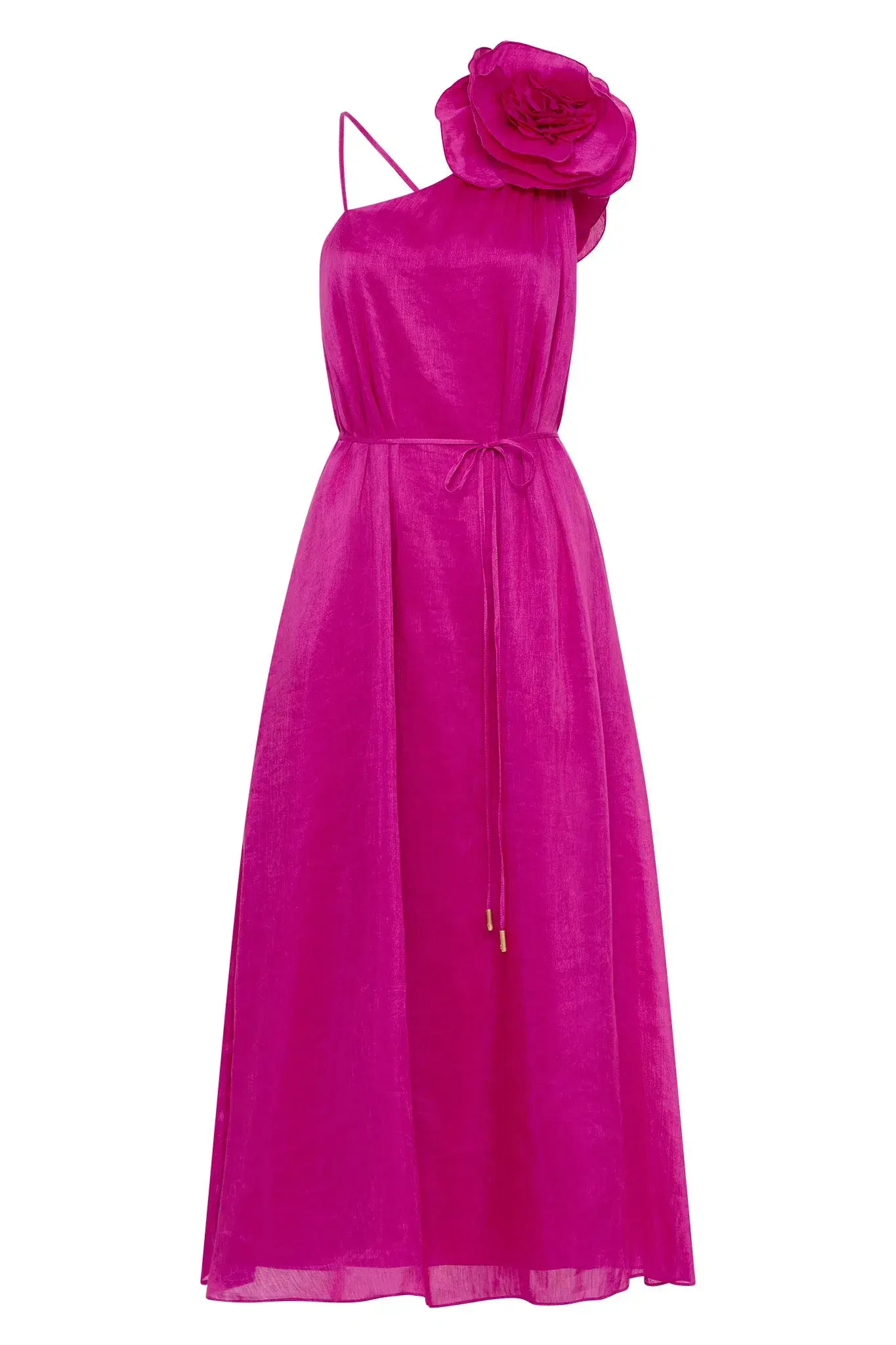 Aje Quintessa Flower Midi Dress Magenta Size 16 - Image 5