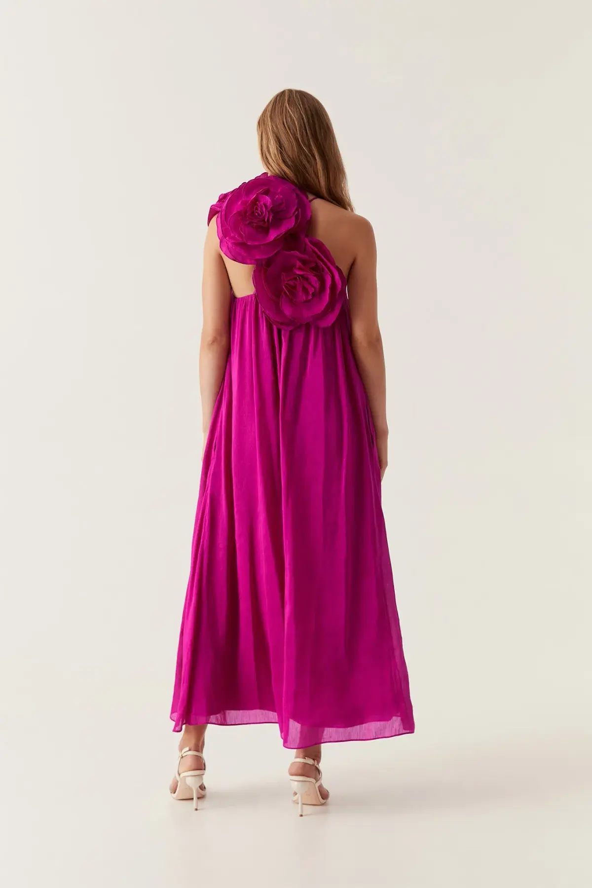 Aje Quintessa Flower Midi Dress Magenta Size 16 - Image 3