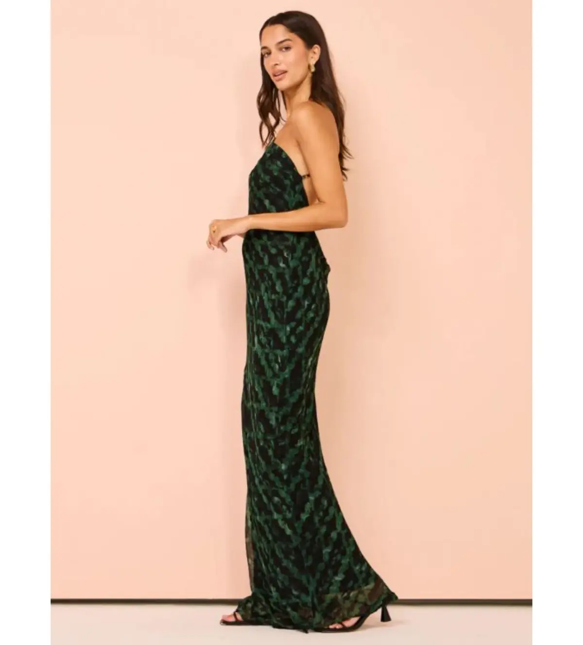 Shona Joy Remi One Shoulder Cowl Back Maxi Dress in Rosemary/Black Size AU 8 - Image 2
