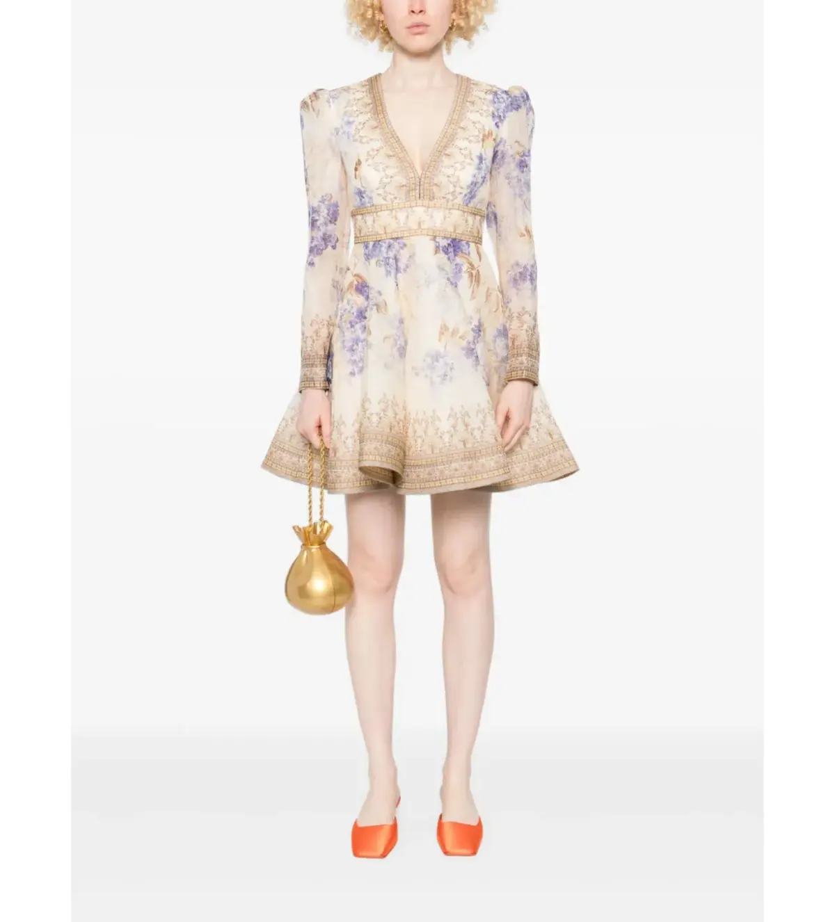 Zimmermann Dawning Plunge Mini Dress Multi Hydrangea Size 2/AU 12 - Image 1
