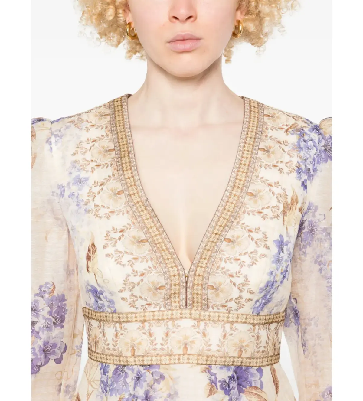 Zimmermann Dawning Plunge Mini Dress Multi Hydrangea Size 2/AU 12 - Image 4