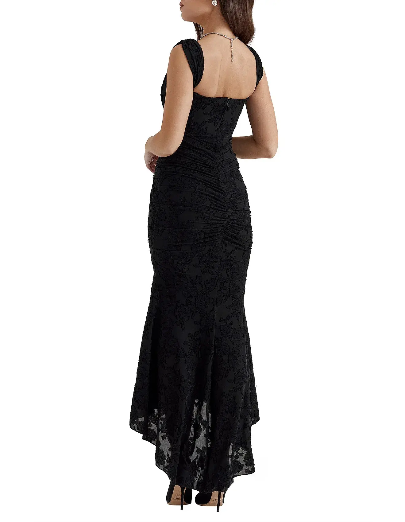 House Of CB Cesca Floral Maxi Dress Black Size S/AU 8 - Image 3