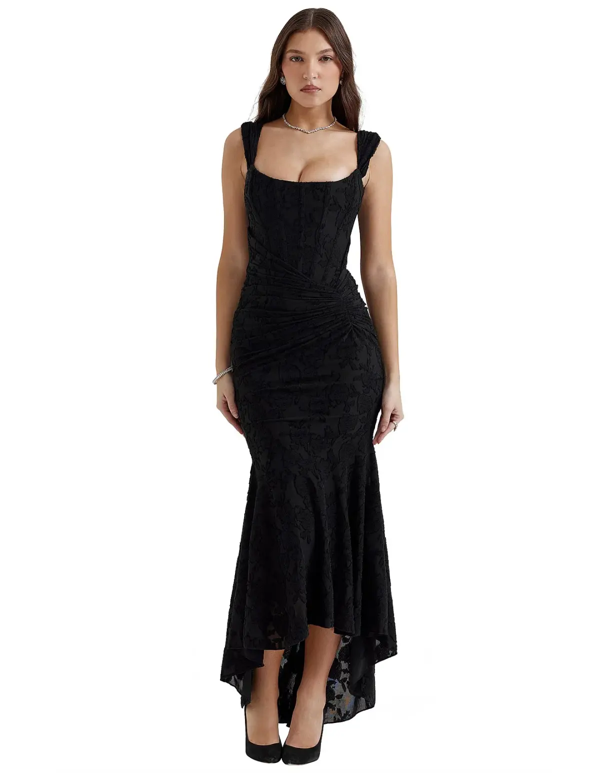 House Of CB Cesca Floral Maxi Dress Black Size S/AU 8 - Image 1