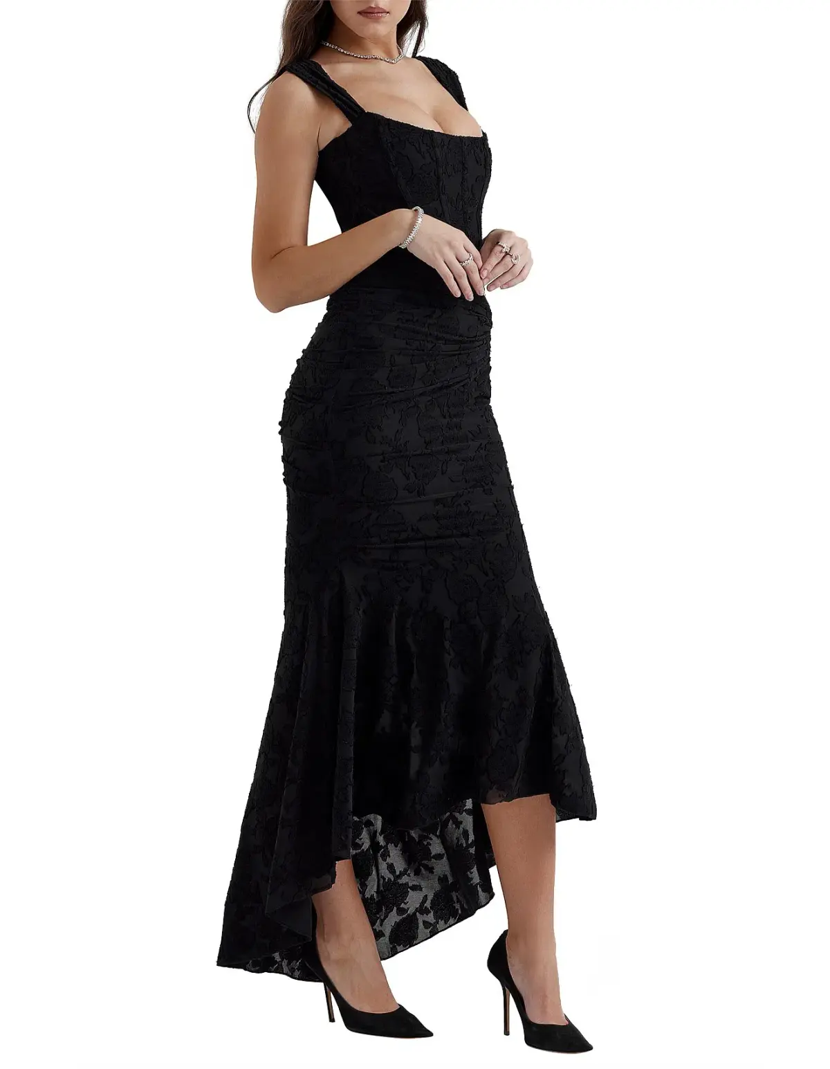 House Of CB Cesca Floral Maxi Dress Black Size S/AU 8 - Image 2