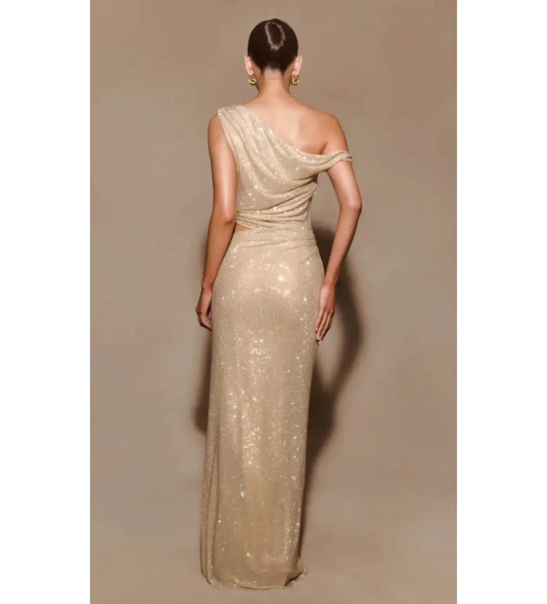 Meshki Kenny Diamante Maxi Gown Gold Size 4 for rent on The Volte - main image