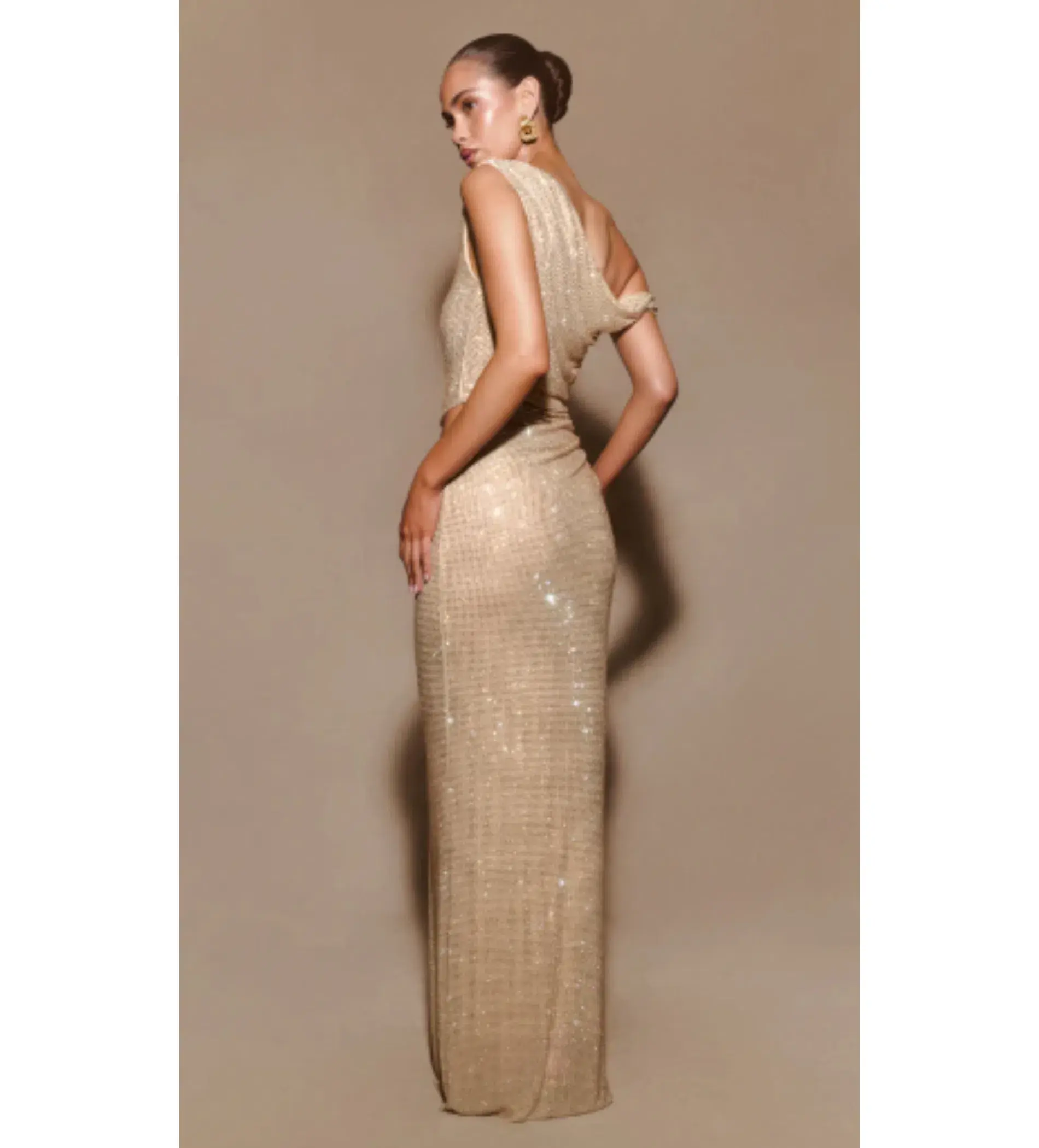 Meshki Kenny Diamante Maxi Gown Gold Size 4 - Image 5
