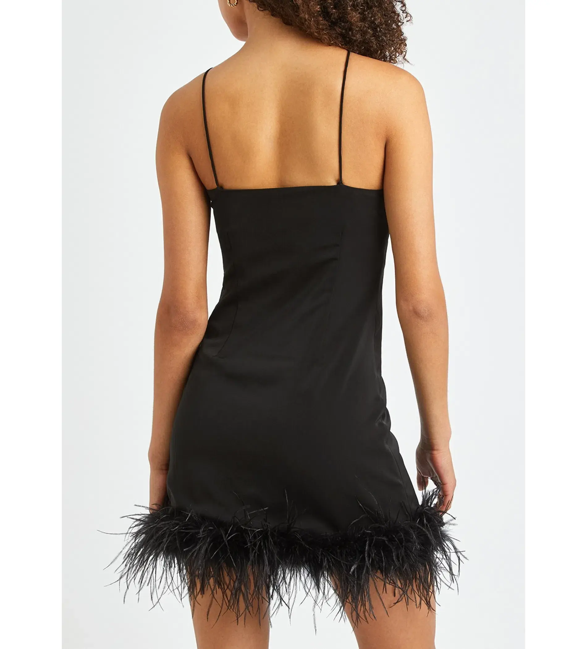 De La Vali Halter Neck Mini Dress With Black Feather Black Size 10 - Image 3