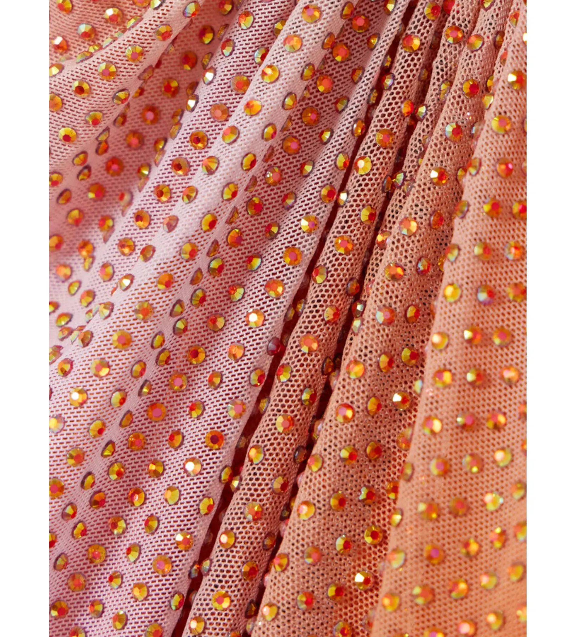 Self Portrait Off The Shoulder Crystal Embellished Stretch Tulle Midi Dress Orange Size 8 - Image 4