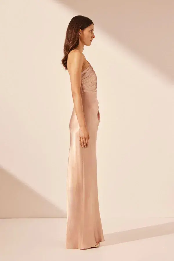 Shona Joy La Lune Asymmetrical Maxi in Desert Rose Size AU 10 for rent on The Volte - main image