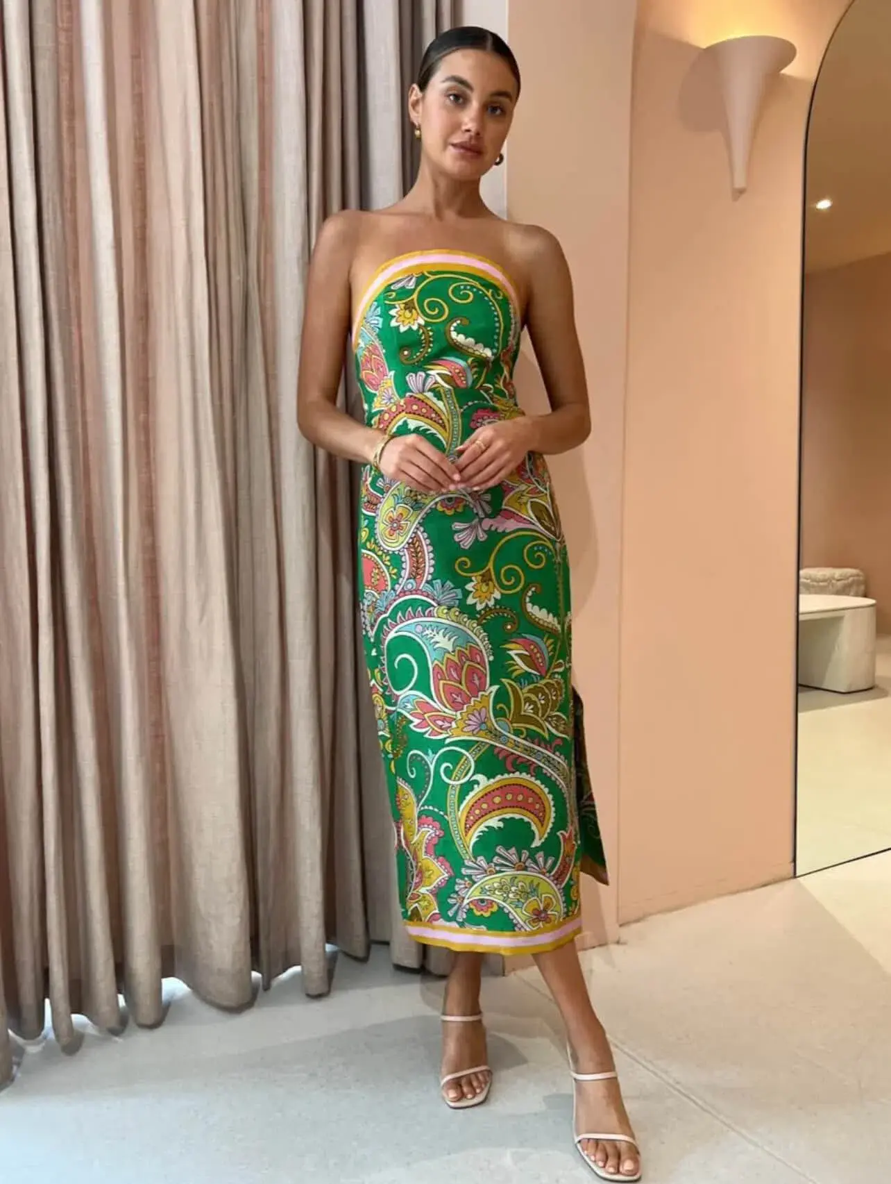 Alemais Marion Bodice Midi Dress Green Size AU 10 - Image 1