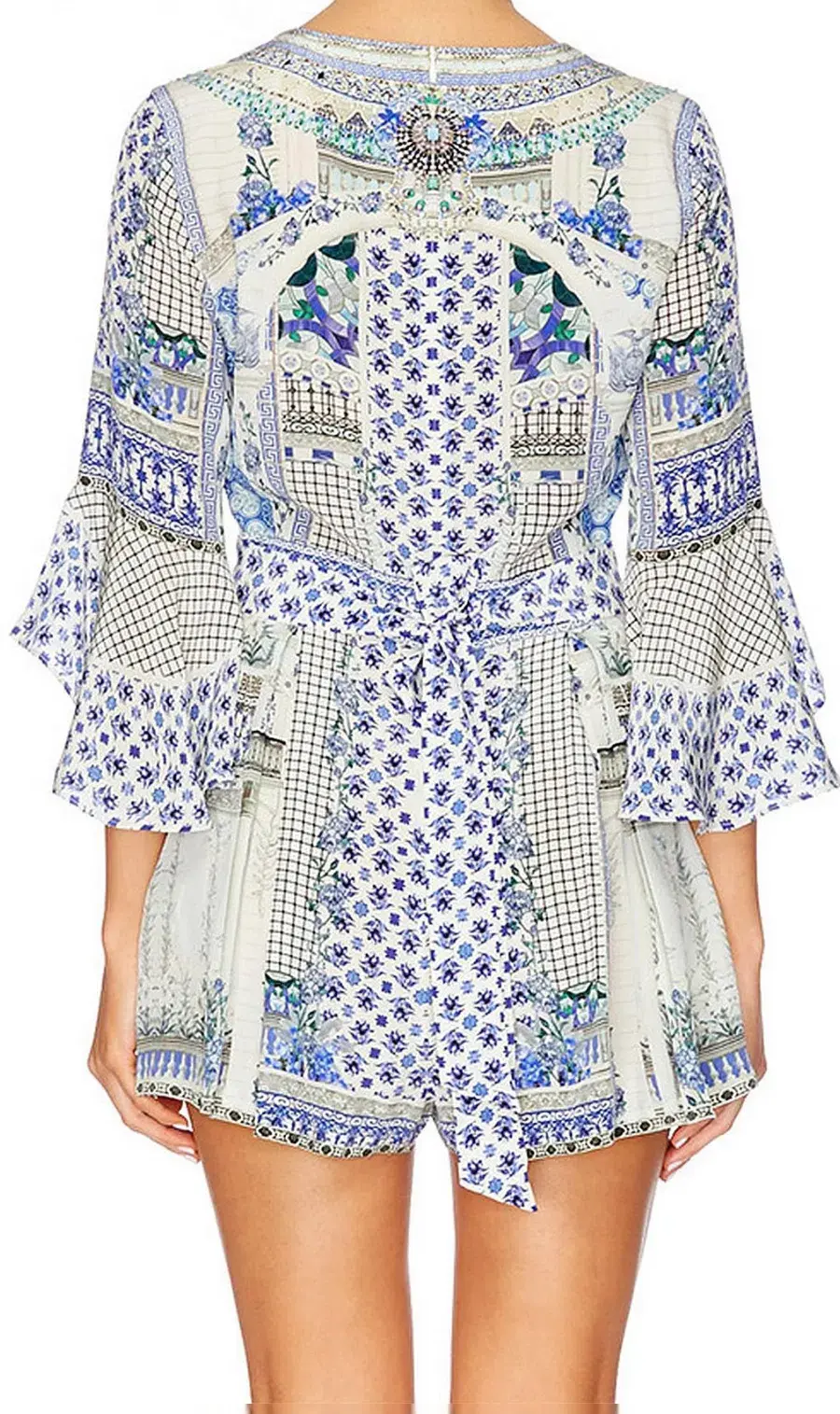 Camilla Salvador Summer Low V Neck Playsuit Print Size 10 - Image 3