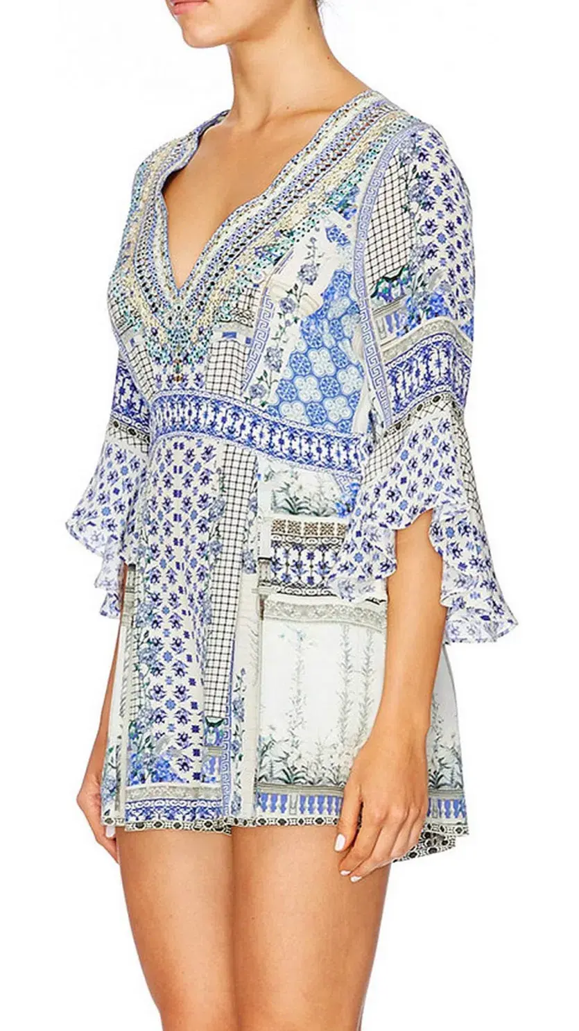 Camilla Salvador Summer Low V Neck Playsuit Print Size 10 for rent on The Volte - main image