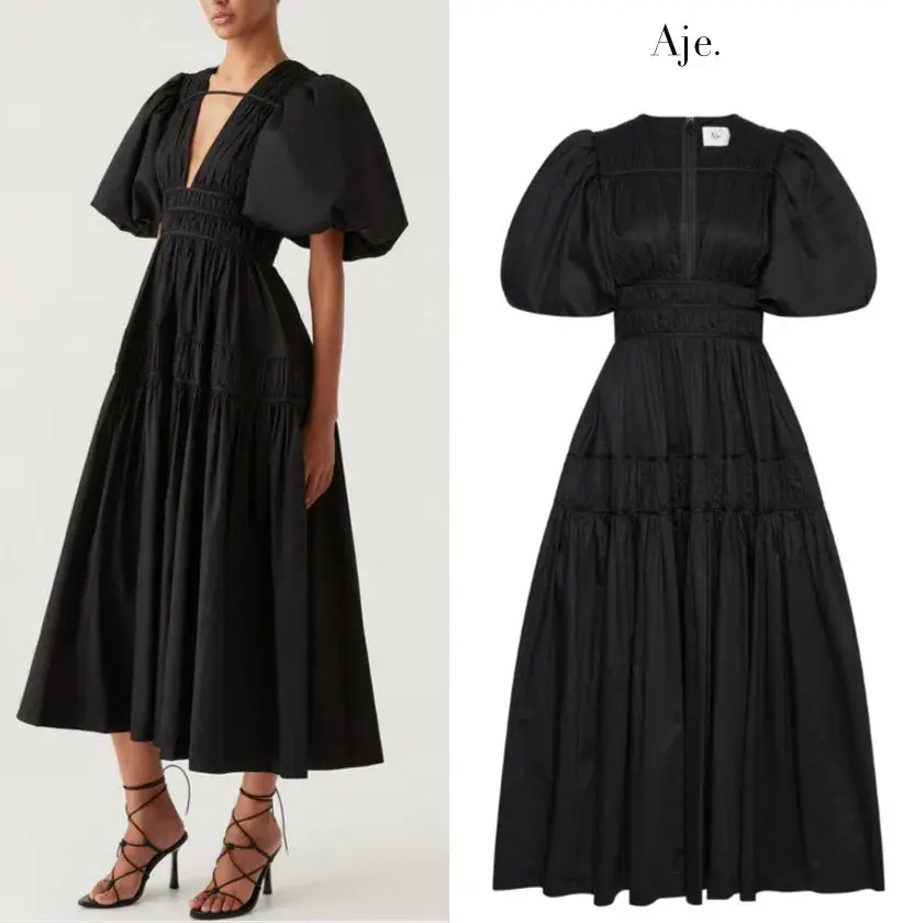 Aje Fallingwater Ruched Midi Dress Black Size 12 - Image 5