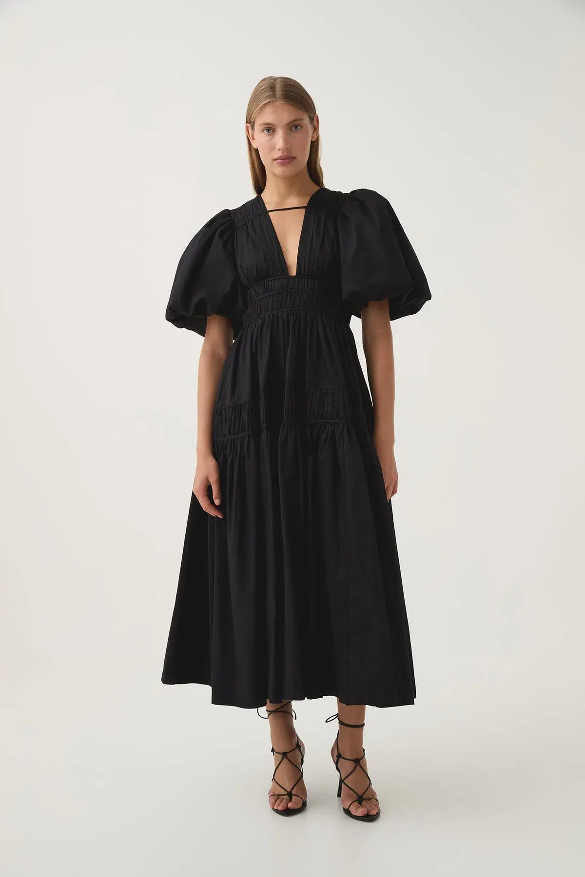 Aje Fallingwater Ruched Midi Dress Black Size 12 - Image 2