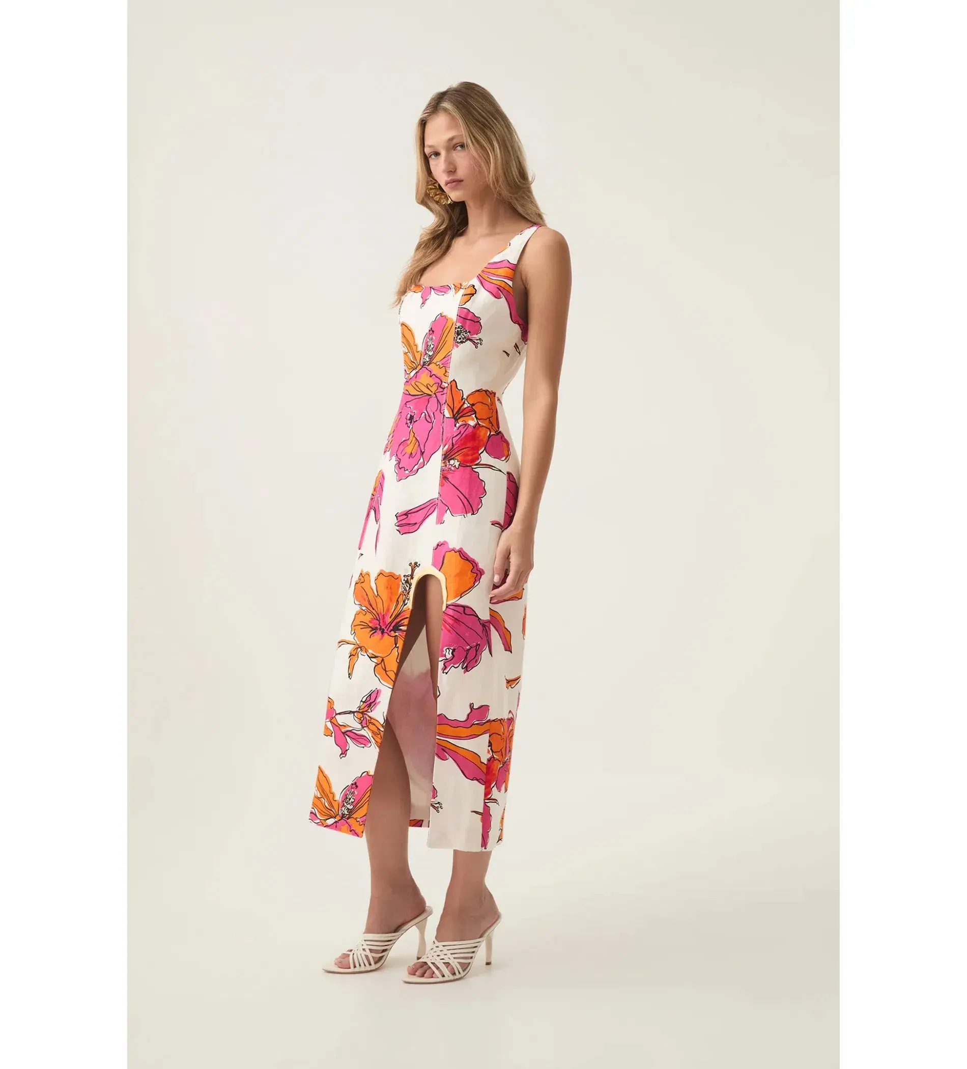 Aje Flourish Midi Dress in Vivid Hibiscus Size AU 6 - Image 2