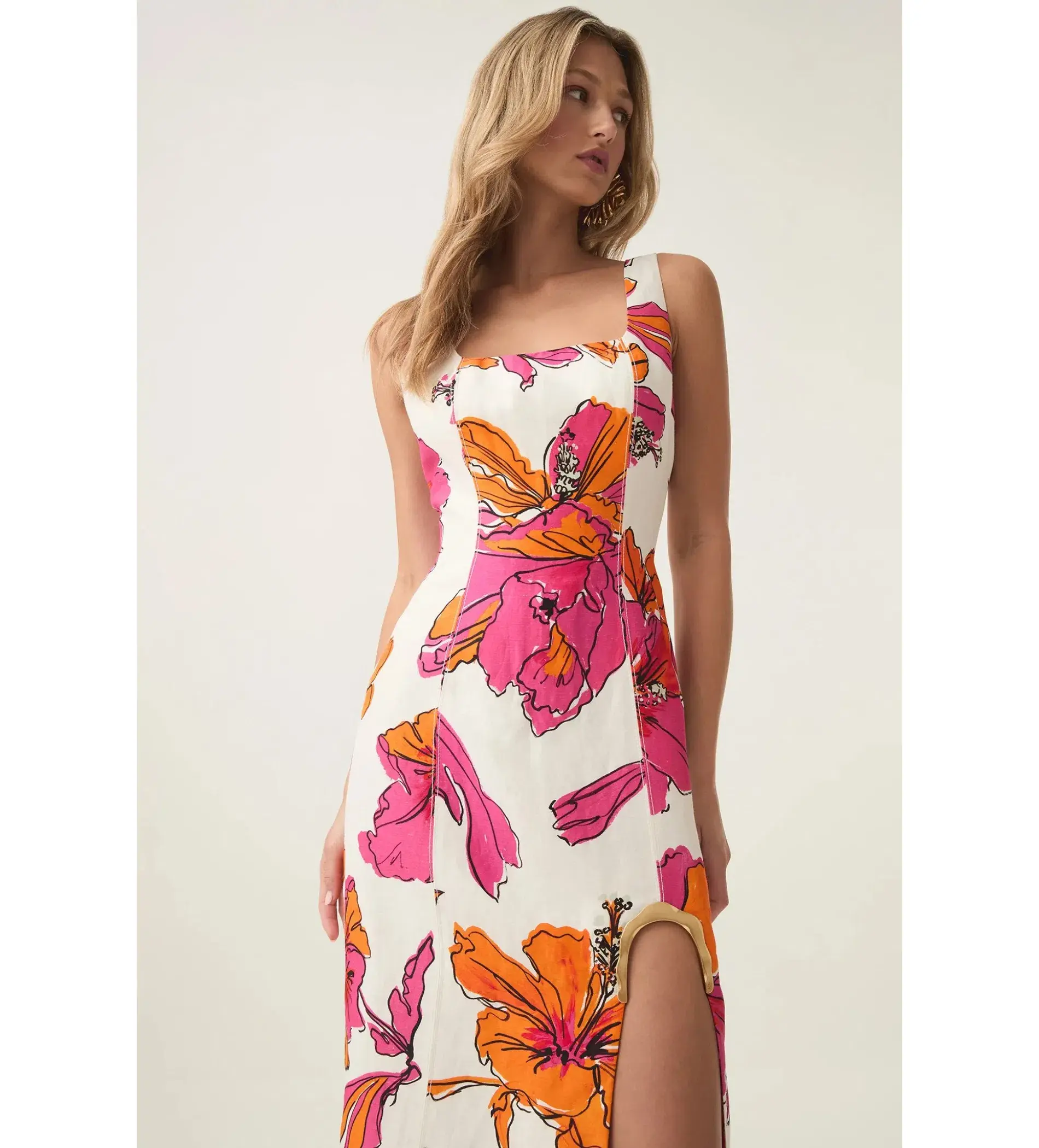 Aje Flourish Midi Dress in Vivid Hibiscus Size AU 6 - Image 4