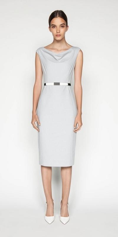 Cue Belted Textured Pencil Dress Size 6 - Image 1