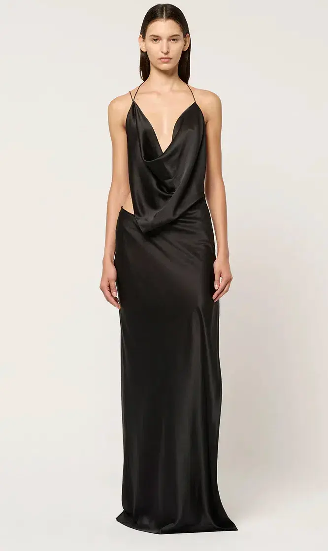 Michael Lo Sordo Iced Bias Black Maxi Dress Size 6 - Image 1