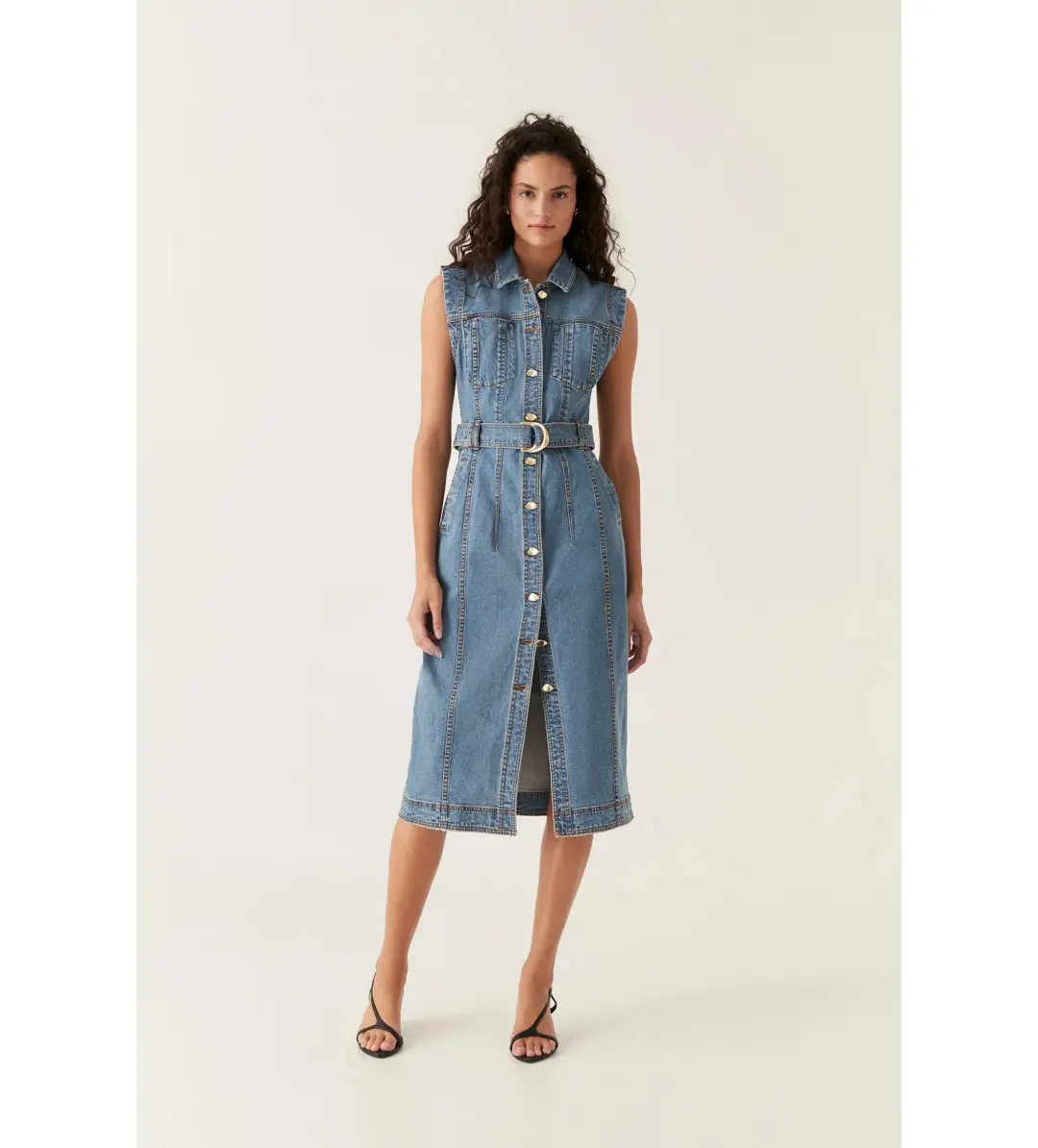 Aje Darcie Denim Midi Dress in 90's Wash Size AU 6 for rent on The Volte - main image