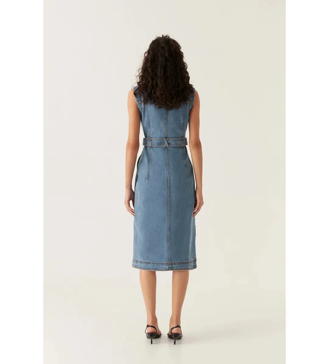 Aje Darcie Denim Midi Dress in 90's Wash Size AU 6 for rent on The Volte - main image