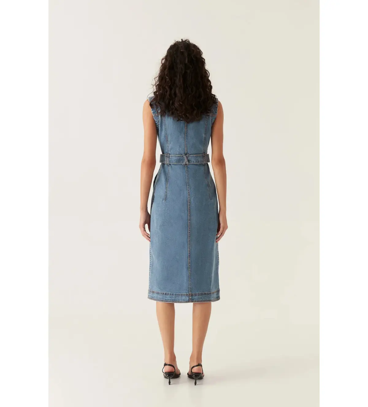 Aje Darcie Denim Midi Dress in 90's Wash Size AU 6 - Image 4