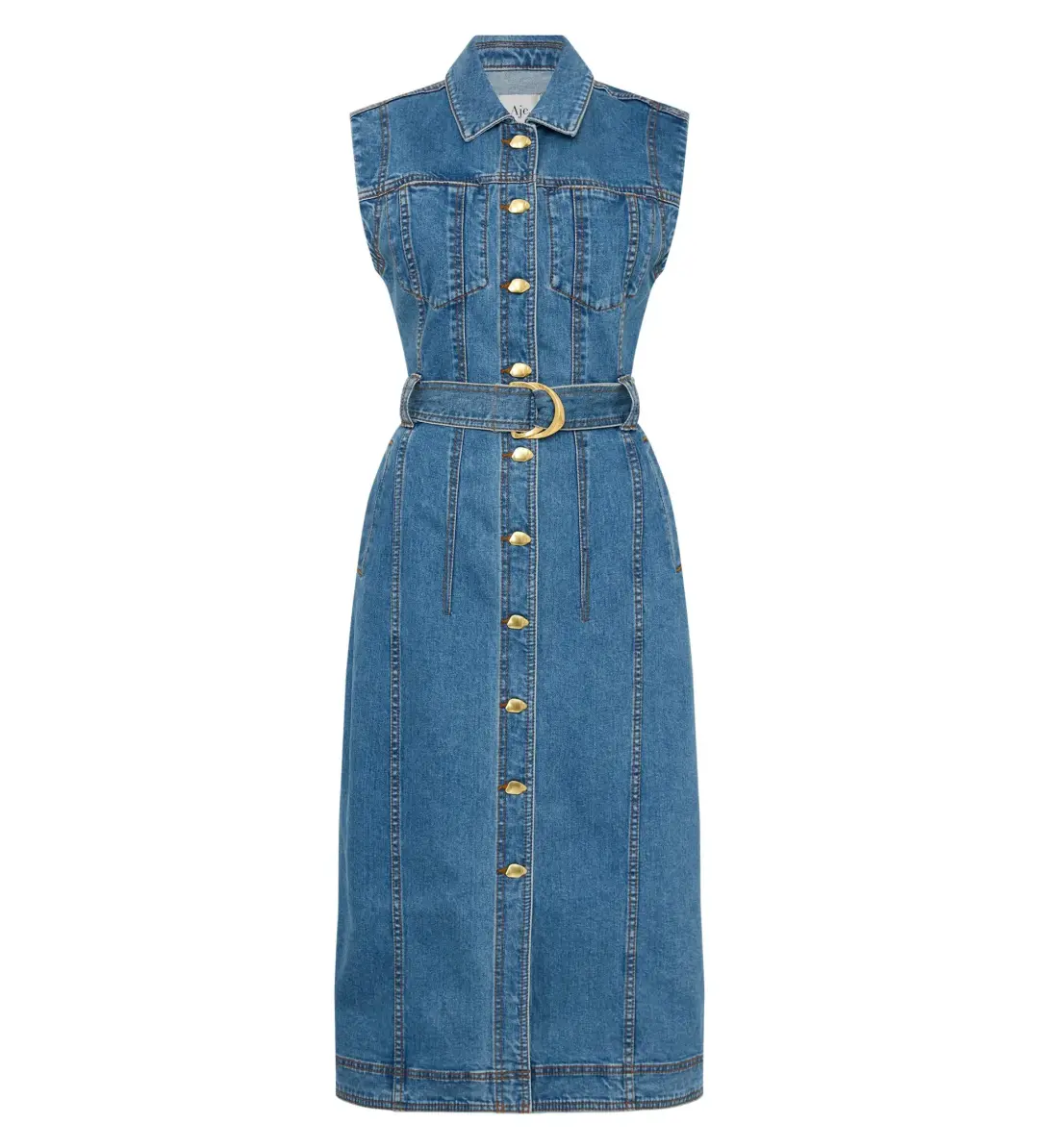 Aje Darcie Denim Midi Dress in 90's Wash Size AU 6 for rent on The Volte - main image